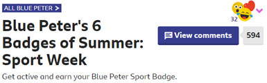 Blue Peter 6 badges of summer.